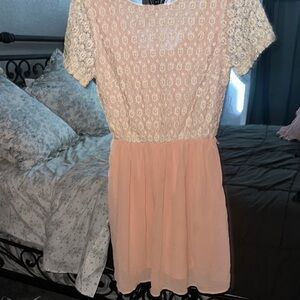 Forever 21 Pink Midi Sundress with Scoop Neck and Short Sleeves